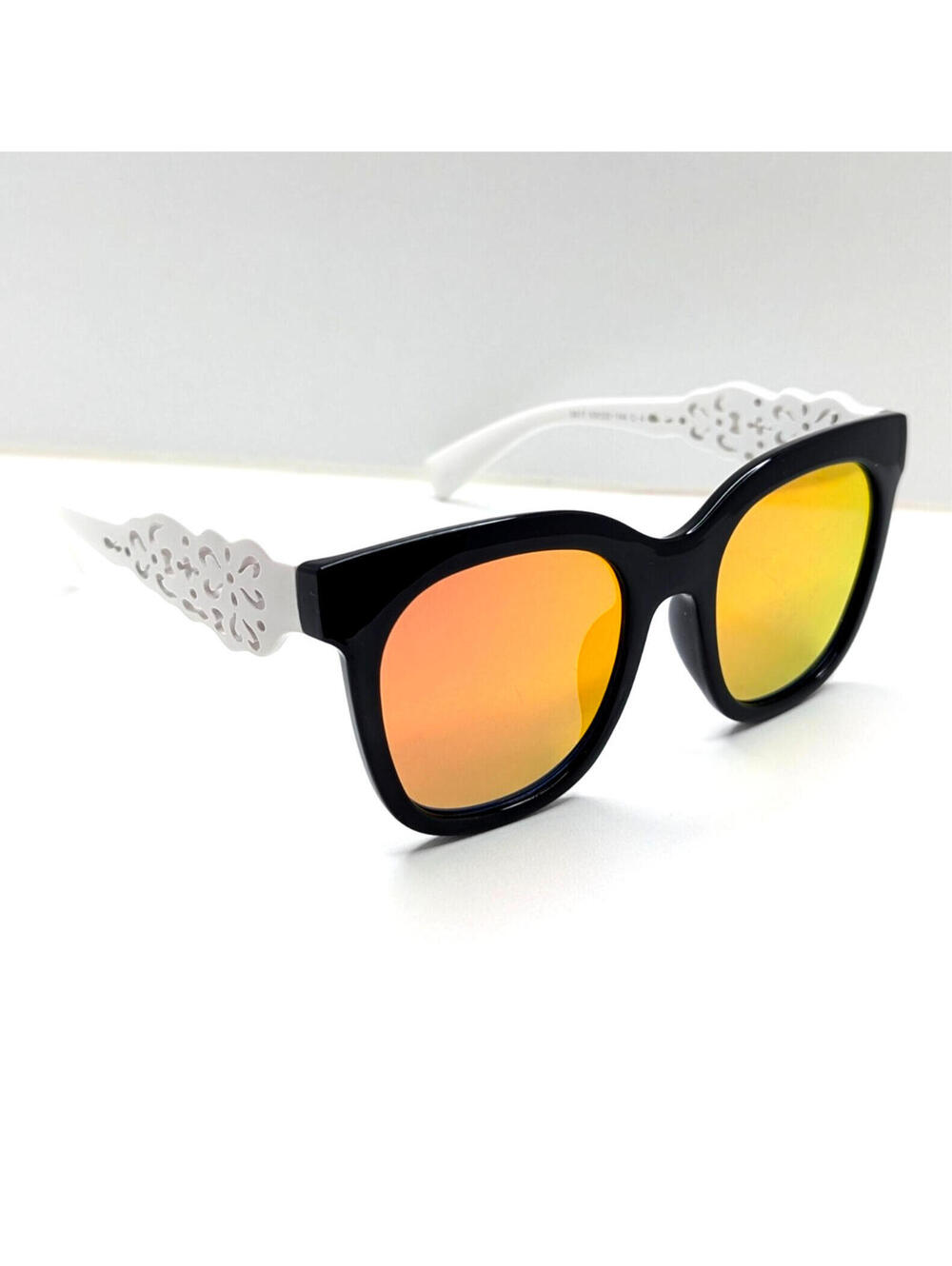 3817 Orange Mirrored Lens Black Square Frame Women’s Sunglasses 53-22-144